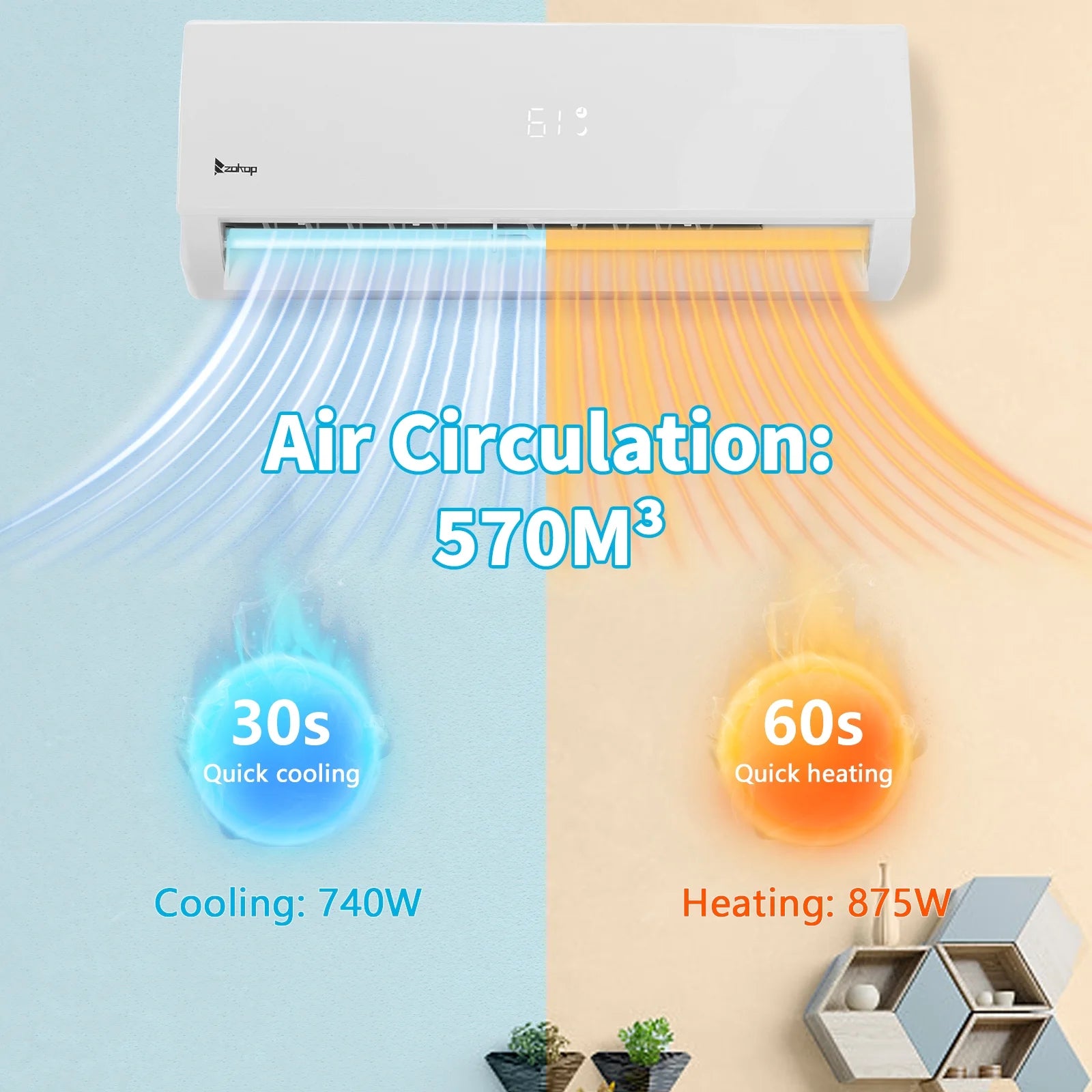 9000 BTU Wifi Enabled 19 Seer Mini Split Air Conditioner & Heater AC 115V