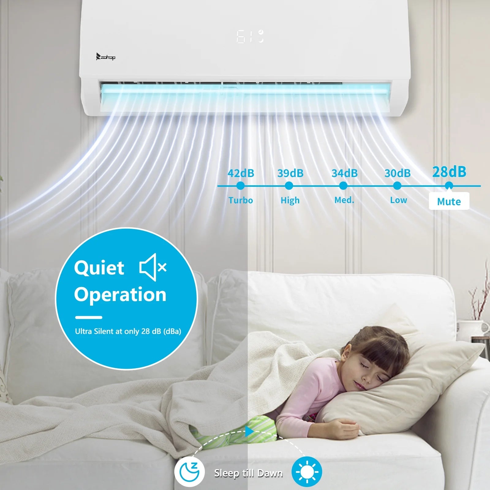 9000 BTU Wifi Enabled 19 Seer Mini Split Air Conditioner & Heater AC 115V