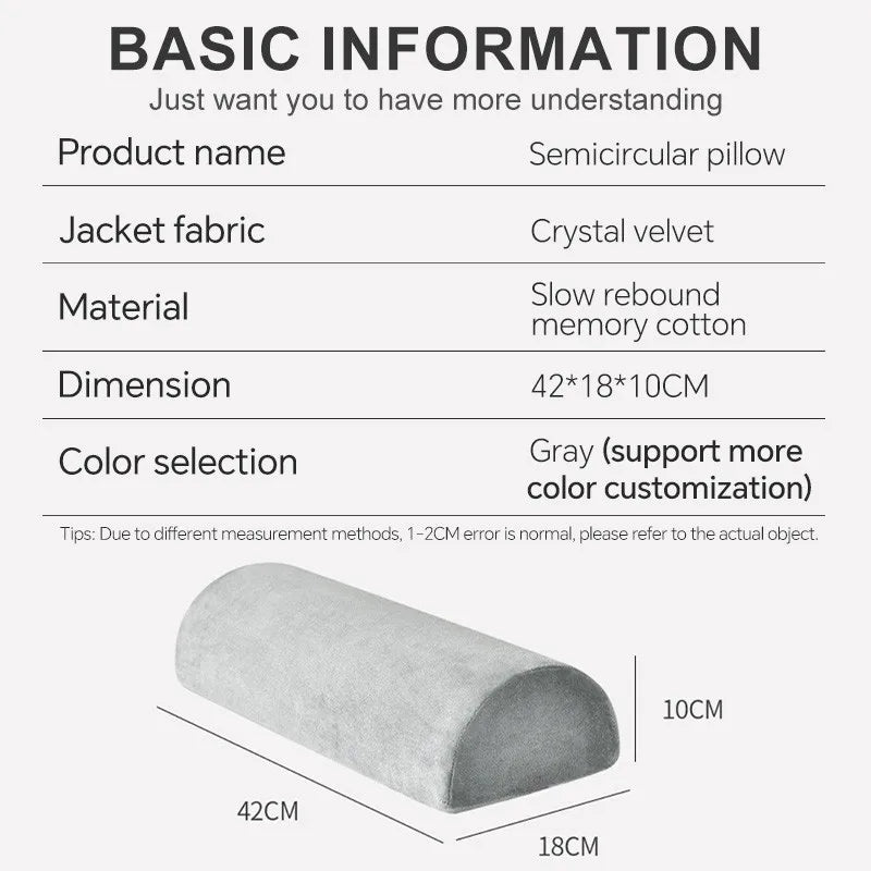 Half Moon Bolster Pillow for Legs Memory Foam Neck Support Pillow for Grafting Lashes Semi-Roll Knee Pillow Salon Beauty Supplie